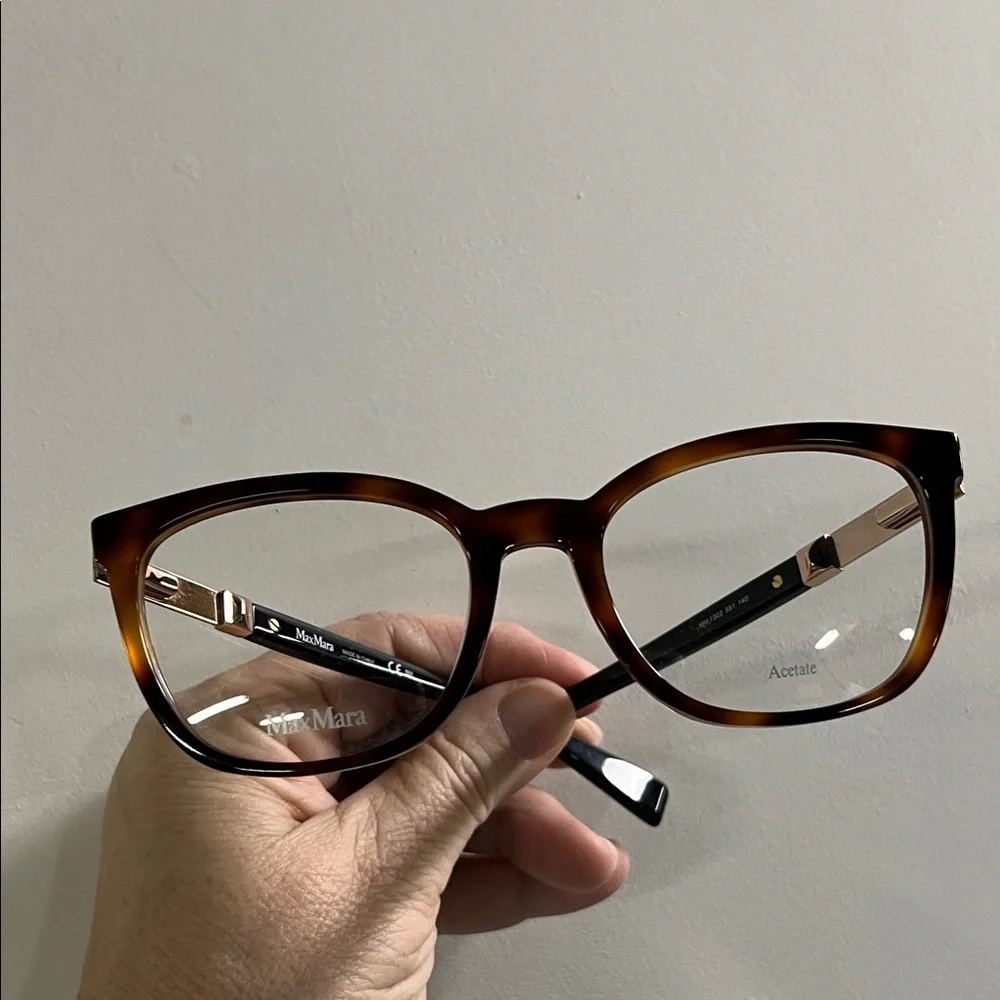 MAXMARA NWOT Women's Tortoise Modern Square 58-140 Springe Hinge Eyeglass Frame